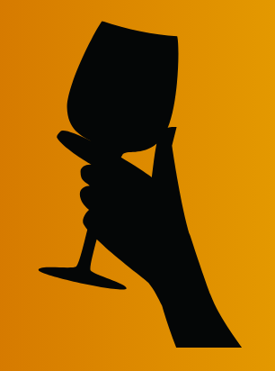 Picture of a hand holding a wine class in silhouette