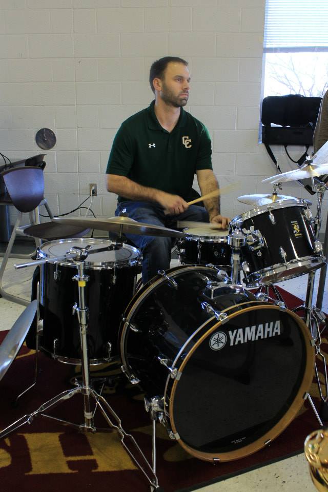 Steve Petrucci playing the drum set